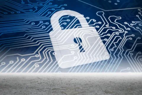 Security graphic over desert setting Stock Illustration