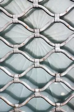 Security grill background, broken window Fotos de archivo