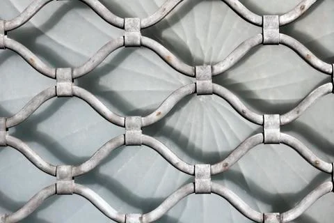 Security grill or shutter background, broken window Fotos de archivo