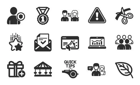 Security, Group and People communication icons set. Web analytics, Ranking stars Stock Illustration