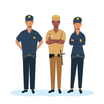 Security group of essential workers characters Illustrazione stock