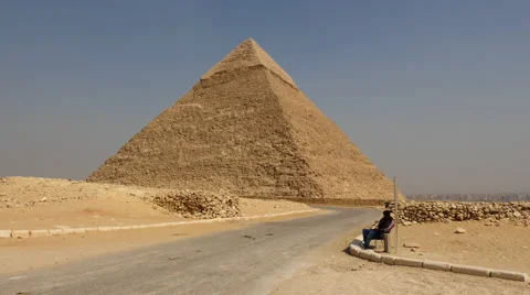 Security Guard and Pyramid of Giza - Egypt Stock Footage 63246084