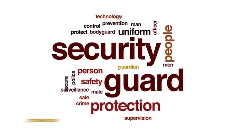 Security guard animated word cloud, text design animation. Stock Footage 80311963