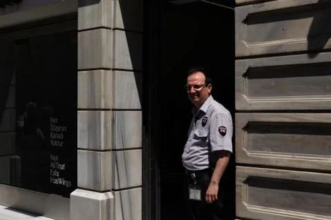 Security Guard at Bank Stock Photos