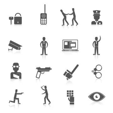 Security guard black icons Stock Illustration