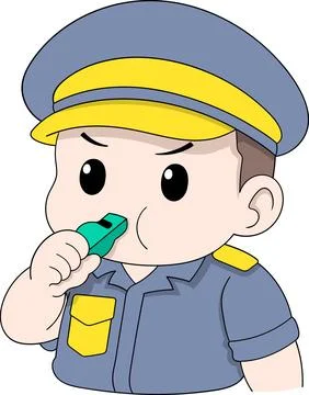 Security Guard Boy Blowing Whistle Child Safety Cartoon Vector Stock Illustration