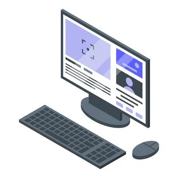Security guard computer icon, isometric style Illustrazione stock