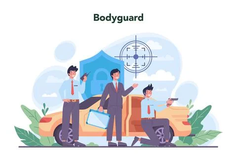 Security guard concept set. Surveillance and ptrotection idea. Stock Illustration