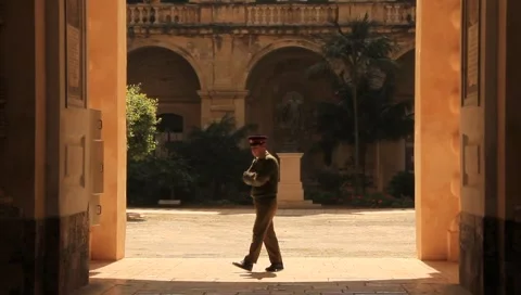 Security Guard in doorway (HD)c Stock Footage