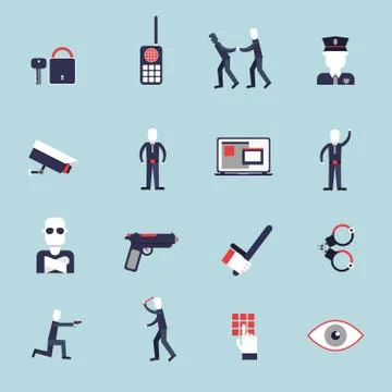 Security guard flat icons Stock Illustration