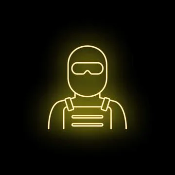 Security guard icon with mask and goggles Stock Illustration