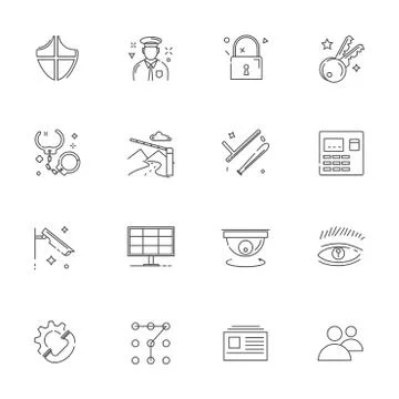 Security guard icon set Stock Illustration