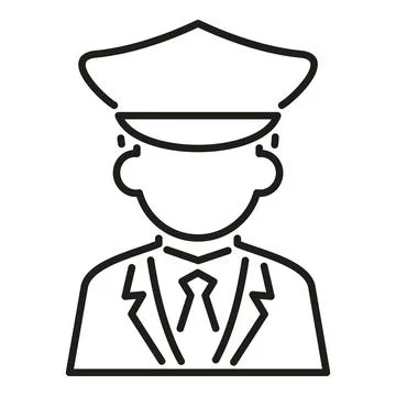 Security guard man uniform line art icon Stock Illustration
