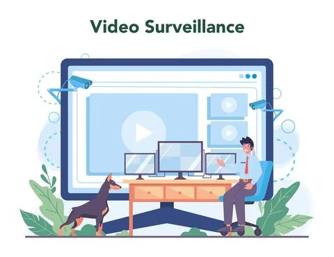 Security guard online service or platform. Surveillance and ptrotection Stock Illustration