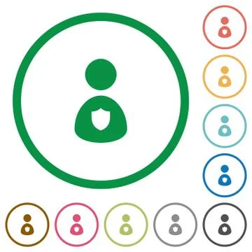 Security guard outlined flat icons Stock Illustration