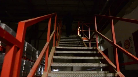 Security guard patrol check the night waerhouse Stock Footage 125488863