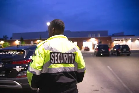 Security guard patrolling at school Stockfoto's