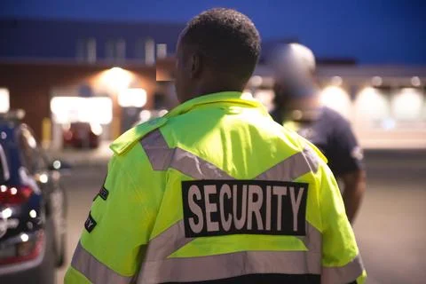 Security guard patrolling at school Stockfoto's