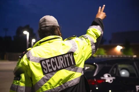 Security guard patrolling at school Stockfoto's