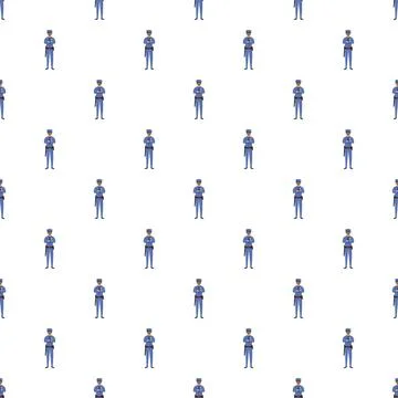 Security guard pattern with repeating officer illustration 스톡 일러스트