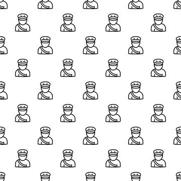 Security guard pixel icon seamless pattern design Illustrazione stock