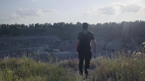 The security guard protects the quarry, inspects the territory Stock Footage 95167371