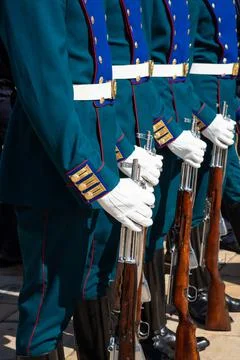 Security guard stand by in the row waiting for ceremony parade show Photos