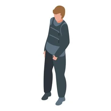 Security guard standing and protecting building entrance Ilustración de archivo