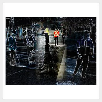 Security guard standing by next to security car Stockfoto's