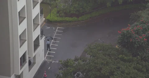 Security Guard Standing In The Rain 4K Rec709 Stock Footage 221918949