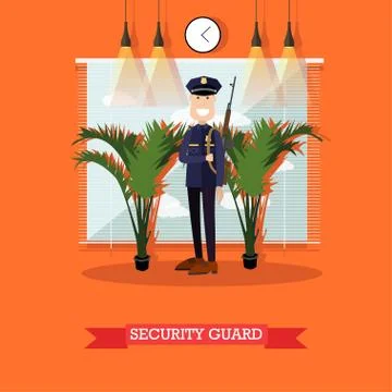 Security guard vector illustration in flat style Stock Illustration