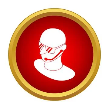 Security guard wearing glasses and headset performing protection duty Stock Illustration