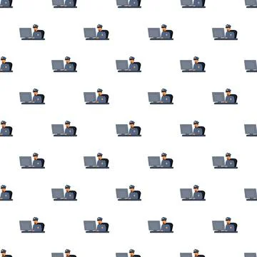 Security guard working on computer seamless pattern Stock Illustration
