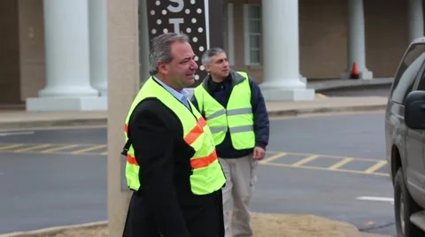 Security guards watch the parking lot of church Stock-Footage 46464778