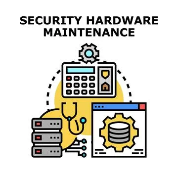 Security hardware maintenance performing diagnostics and data management Stock Illustration