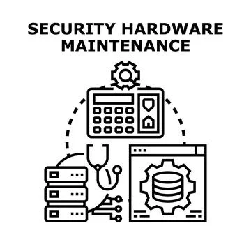 Security hardware maintenance performing diagnostics and data management Stock Illustration