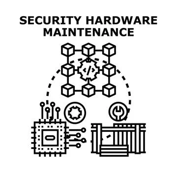 Security hardware maintenance process providing system protection Stock Illustration