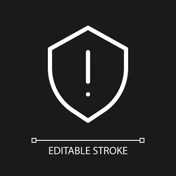 Security hazard pixel perfect white linear ui icon for dark theme 스톡 일러스트
