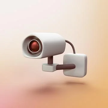 Security home camera - stylized 3d CGI icon object Stock Illustration