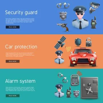 Security Horizontal  Banners Set Illustrazione stock
