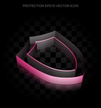 Security icon: Crimson 3d Shield made of paper, transparent shadow, EPS 10 Ilustración de archivo