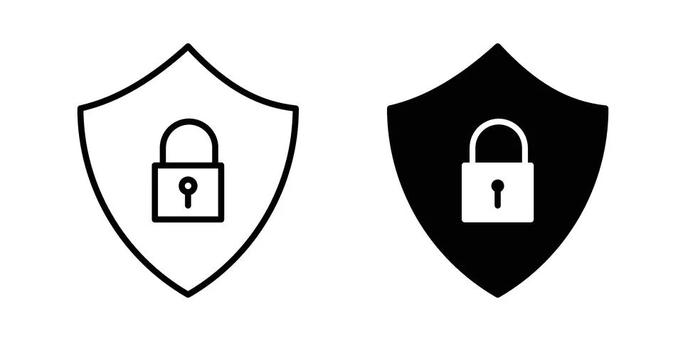 Security icon drawing lines. Silhouette style vector bundle イラスト素材