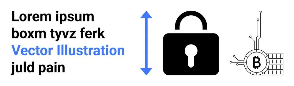 Security Icon with Padlock and Bitcoin Symbol Technology Concept Stock Illustration