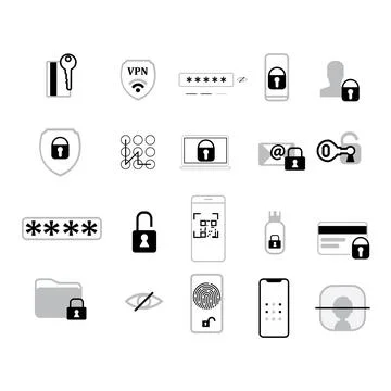 Security icon set. Editable stroke. 스톡 일러스트