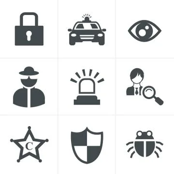 Security icon set on white background Stock Illustration