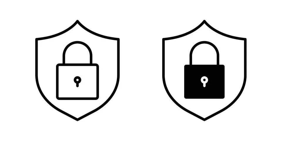 Security icon silhouette vector set. thin line pack Illustrazione stock