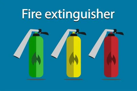 Security icon.Fire extinguisher icon with long shadow black,Simple design sty Stock Illustration