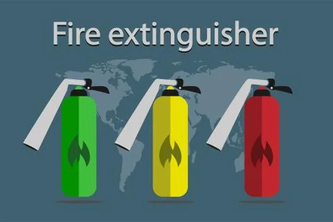 Security icon.Fire extinguisher icon with long shadow black,Simple design sty Stock Illustration