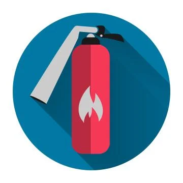 Security icon.Fire extinguisher icon with long shadow black,Simple design sty Stock Illustration