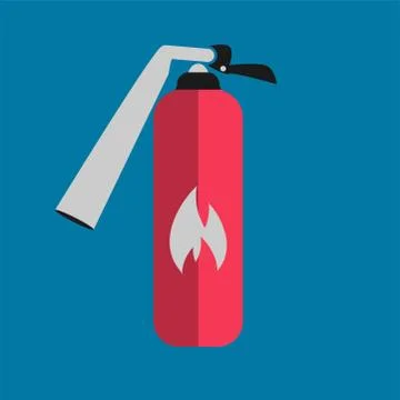 Security icon.Fire extinguisher icon with long shadow black,Simple design sty Stock Illustration